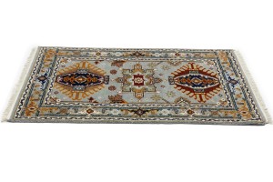 Gray Geometric 3X5 Indo-Karajeh Oriental Rug