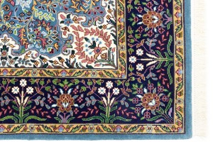 Blue & Navy Floral 4X6 Kirman Oriental Rug