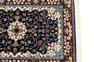 Navy & Maroon Floral 3X4 Kirman Oriental Rug