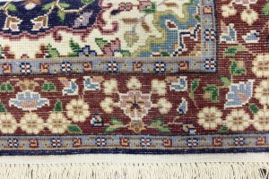 Navy & Maroon Floral 3X4 Kirman Oriental Rug