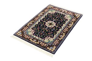Navy & Maroon Floral 3X4 Kirman Oriental Rug