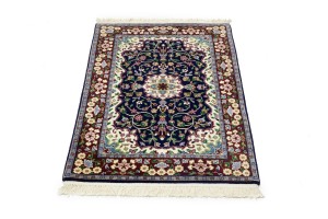 Navy & Maroon Floral 3X4 Kirman Oriental Rug