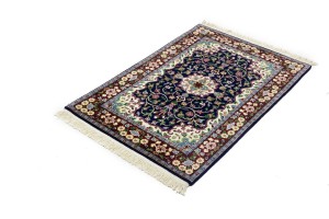 Navy & Maroon Floral 3X4 Kirman Oriental Rug