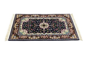 Navy & Maroon Floral 3X4 Kirman Oriental Rug