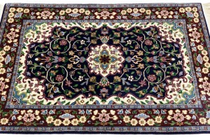 Navy & Maroon Floral 3X4 Kirman Oriental Rug