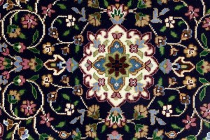 Navy & Maroon Floral 3X4 Kirman Oriental Rug