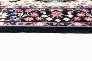 Black Floral 3X3 Kirman Oriental Square Rug