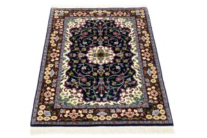 Navy & Maroon Floral 3X4 Kirman Oriental Rug