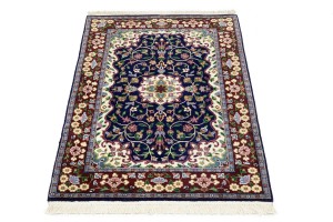 Navy & Maroon Floral 3X4 Kirman Oriental Rug