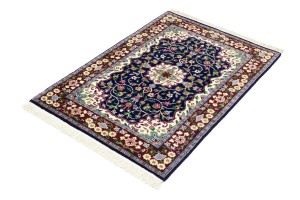 Navy & Maroon Floral 3X4 Kirman Oriental Rug