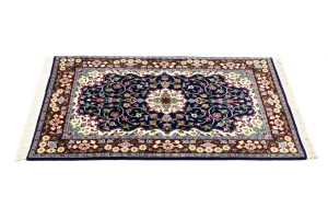 Navy & Maroon Floral 3X4 Kirman Oriental Rug