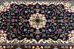 Navy & Maroon Floral 3X4 Kirman Oriental Rug