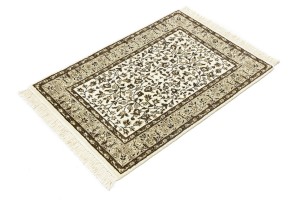 Cream & Brown Floral 2X3 Kirman Oriental Rug