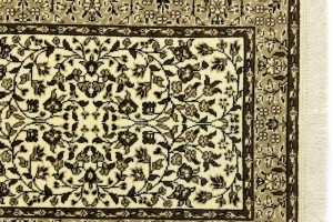 Cream & Brown Floral 2X3 Kirman Oriental Rug