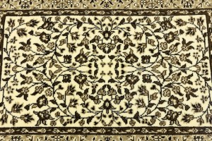 Cream & Brown Floral 2X3 Kirman Oriental Rug