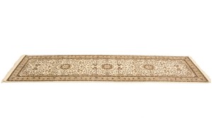 Cream Brown Floral 3X10 Kirman Oriental Runner Rug