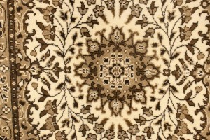 Cream Brown Floral 3X10 Kirman Oriental Runner Rug