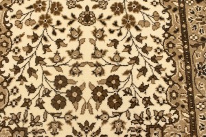 Cream Brown Floral 3X10 Kirman Oriental Runner Rug