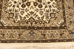 Cream Brown Floral 3X10 Kirman Oriental Runner Rug