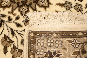 Cream Brown Floral 3X10 Kirman Oriental Runner Rug