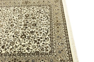 Cream Brown Floral 6X8 Kirman Oriental Rug