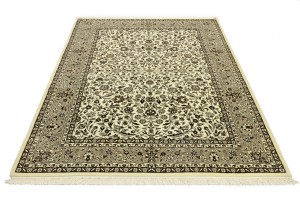 Cream Brown Floral 6X8 Kirman Oriental Rug