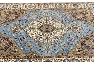 Blue Cream Floral 5'6X7'9 Kirman Oriental Rug
