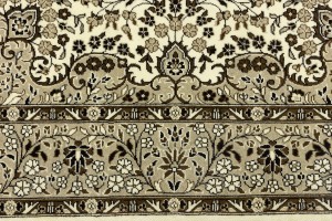 Cream Brown Floral 6X6 Kirman Oriental Square Rug