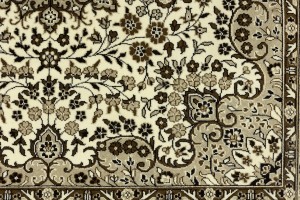 Cream Brown Floral 6X6 Kirman Oriental Square Rug