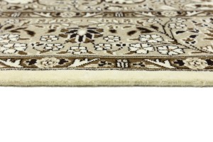 Cream Brown Floral 6X6 Kirman Oriental Square Rug