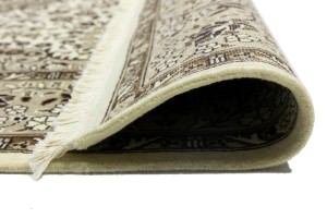 Cream Brown Floral 6X6 Kirman Oriental Square Rug