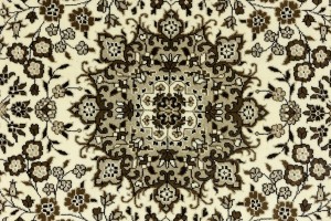 Cream Brown Floral 6X6 Kirman Oriental Square Rug