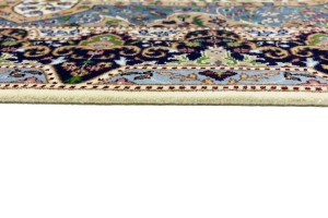 Cream & Navy Floral 6X8 Kirman Oriental Rug
