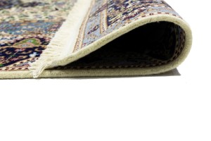 Cream & Navy Floral 6X8 Kirman Oriental Rug