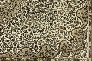 Cream Beige Brown Floral 6X8 Kirman Oriental Rug