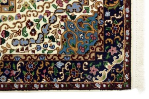 Cream & Navy Floral 3X10 Kirman Oriental Runner Rug