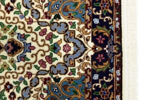Cream & Navy Floral 3X10 Kirman Oriental Runner Rug