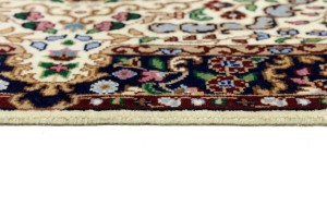 Cream & Navy Floral 3X10 Kirman Oriental Runner Rug