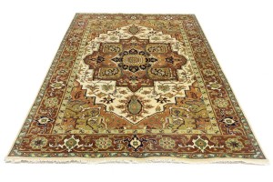 Cream Geometric 6X9 Heriz Serapi Oriental Rug