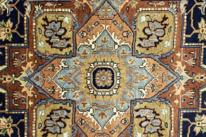 Dark Navy Geometric 6X9 Heriz Serapi Oriental Rug