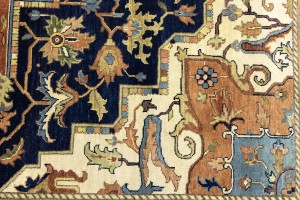 Dark Navy Geometric 10X14 Heriz Serapi Oriental Rug