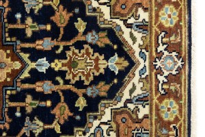 Dark Navy Geometric 3X8 Heriz Serapi Oriental Runner Rug