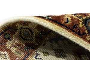 Cream & Rust Tribal Geometric 3X14 Indo-Karajeh Oriental  Runner Rug