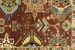 Rust & Cream Tribal Geometric 5X8 Indo-Karajeh Oriental Rug