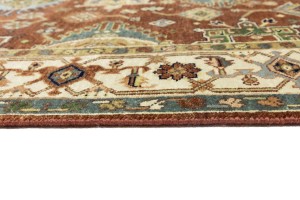 Rust & Cream Tribal Geometric 5X8 Indo-Karajeh Oriental Rug