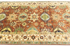 Rust & Cream Tribal Geometric 5X8 Indo-Karajeh Oriental Rug