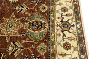 Rust & Cream Tribal Geometric 8X10 Indo-Karajeh Oriental Rug