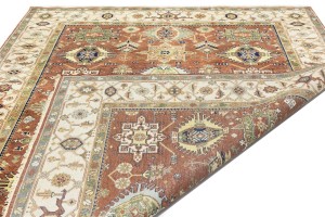 Rust & Cream Tribal Geometric 8X10 Indo-Karajeh Oriental Rug