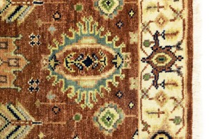 Rust & Cream Tribal Geometric 3X8 Indo-Karajeh Oriental Runner Rug