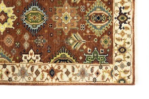 Rust & Cream Tribal Geometric 3X10 Indo-Karajeh Oriental Runner Rug